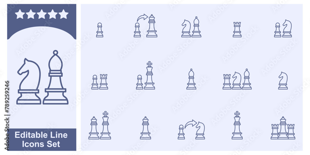 Game, chess pieces icon set elements symbol template for graphic and web design collection logo vector illustration