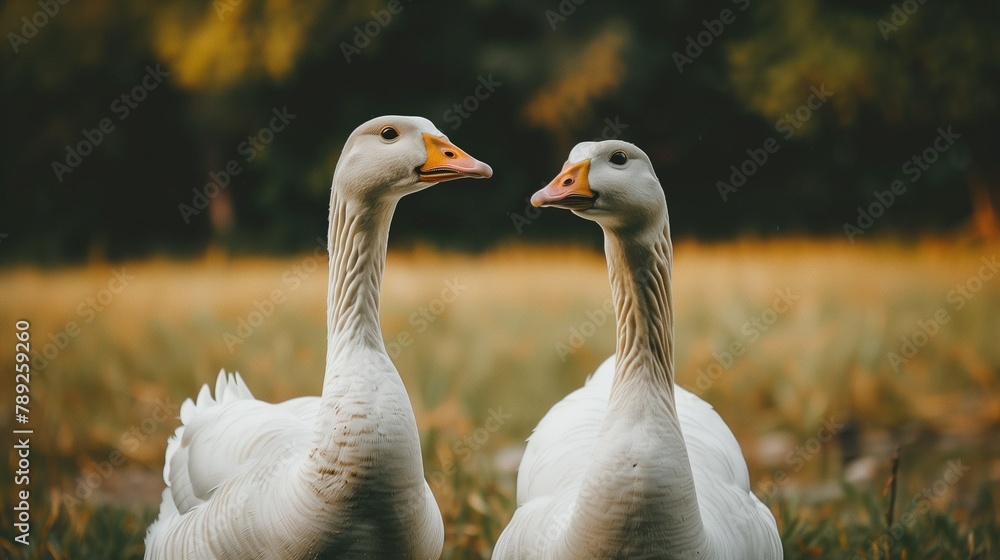 Farmstead, livestock, poultry house. Geese, poultry on the farm. Natural landscape Farmstead, livestock, poultry house. Geese, poultry on the farm. Natural landscape