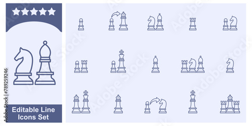 Game, chess pieces icon set elements symbol template for graphic and web design collection logo vector illustration
