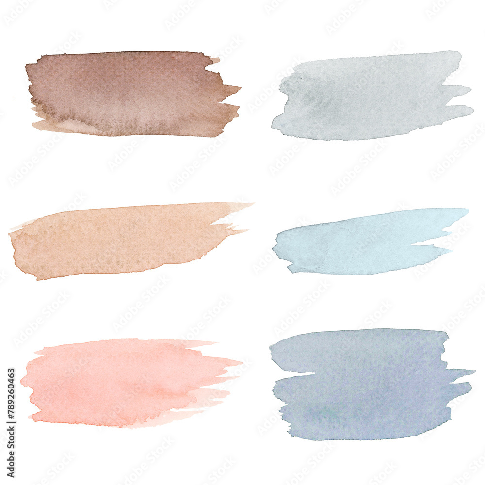 Colorful watercolor brush strokes transparent png