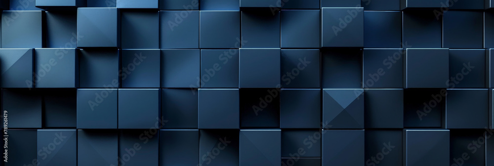 Dark blue cubes , blue geometric shapes of mini 3d blocks, copy space Dark blue cubes , blue geometric shapes of mini 3d blocks, copy space