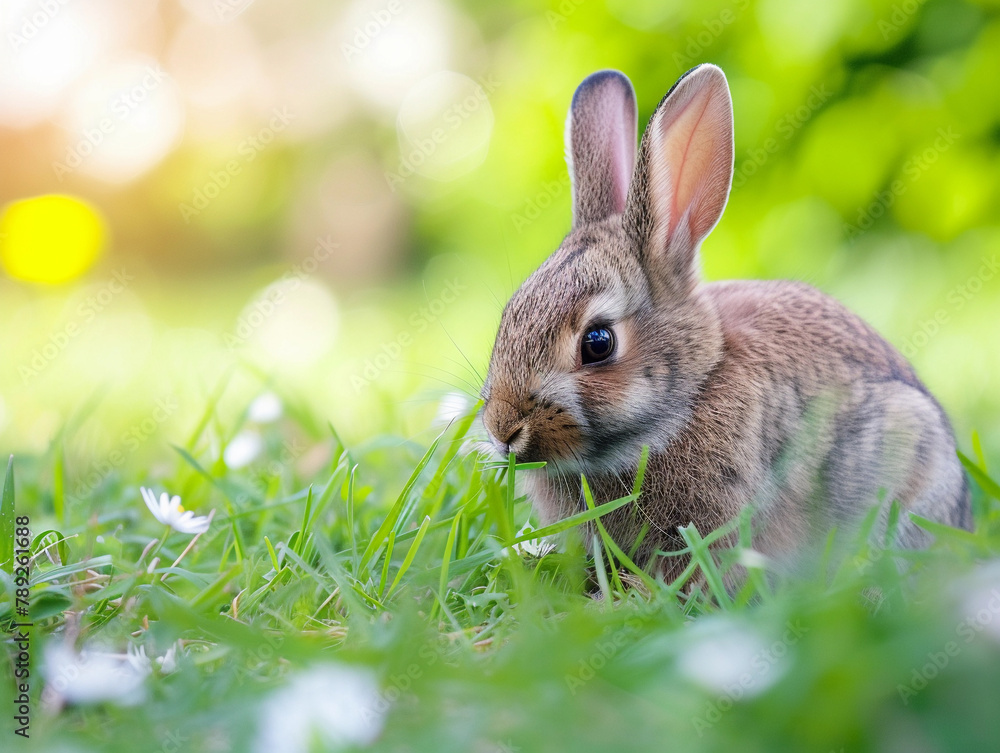 Fototapeta premium Young Rabbit Enjoying Greens