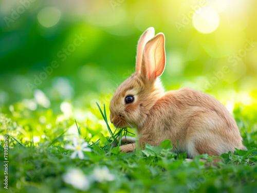 Serene Bunny in Sunlit Meadow