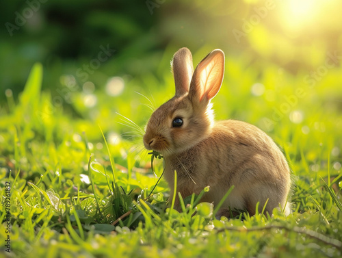 Juvenile Rabbit in Springtime Meadow