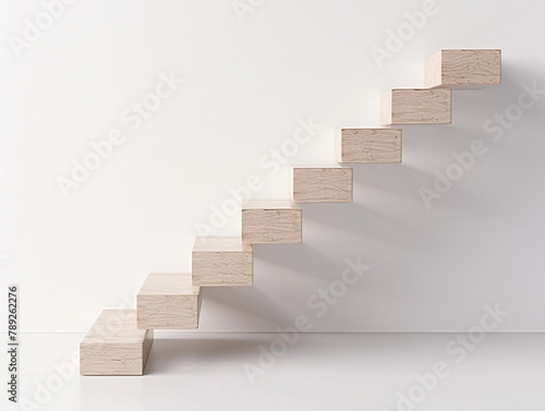 Ascending Wooden Blocks Staircase