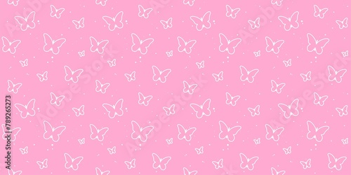 modern butterfly, seamless pattern. butterfly silhouette, simple, repet background. cute, pink drawing for a girl. for print, paper, postcards. art illustration.