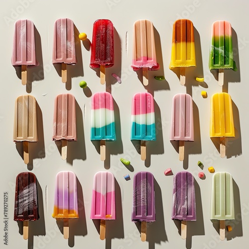 Summer Delight  Vibrant Popsicle Pattern on Light Surface