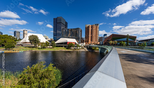 Adelaide city on the banks of the River Torrens. Adelaide. South Australia.