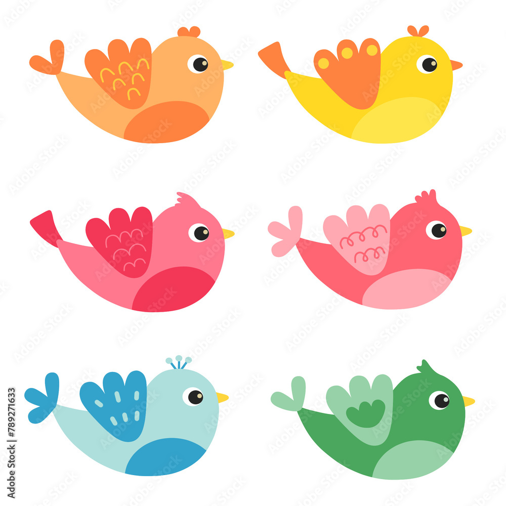 Cute cartoon birds collection. Cartoon set of colorful birds. Cute cartoon birds collection. Cartoon set of colorful birds.