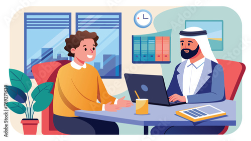 Business meeting with tax advisor diverse characters,  vector cartoon illustration.