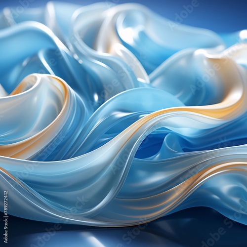 abstract blue background with smooth wavy lines. 3d render illustration