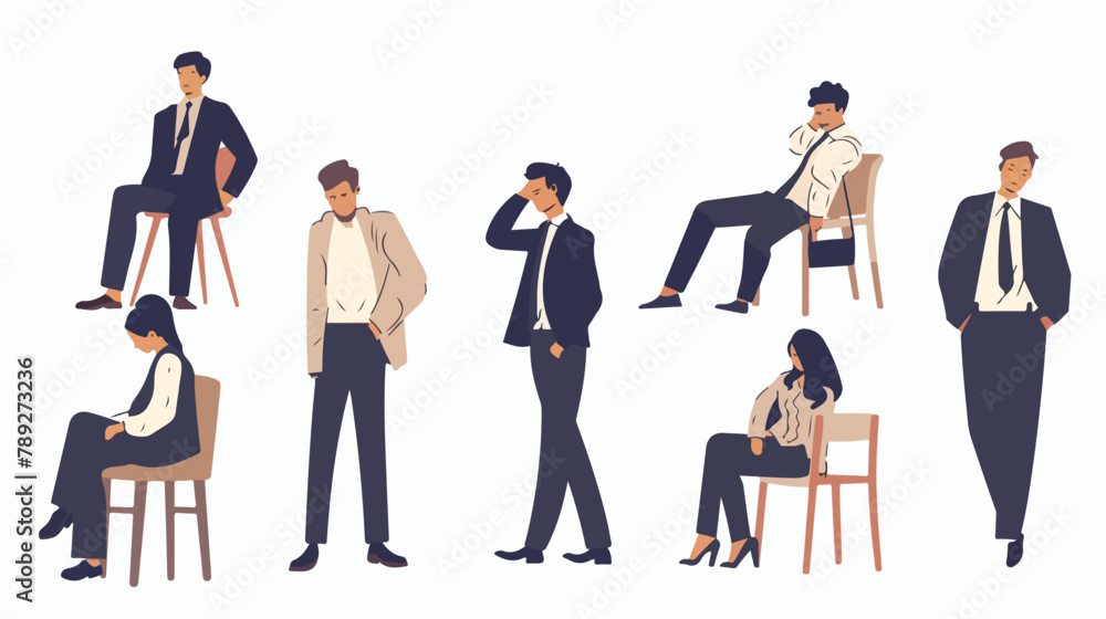 Tired business people. Hand drawn style vector design