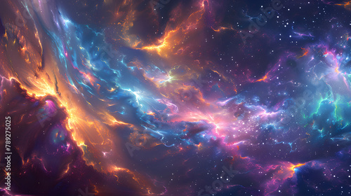 Cosmic Carnival Of Light And Color, Where Nebulae Swirl Like Carousel Horses Amidst A Kaleidoscope Of Stars And Galaxies