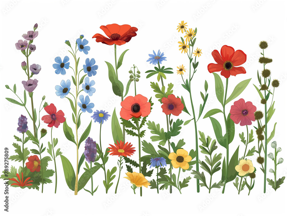 Set of garden flowers, cut Set of garden flowers, cut