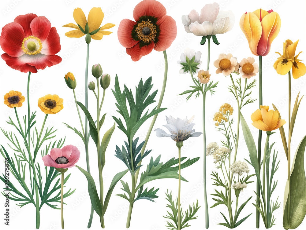 Set of garden flowers, cut Set of garden flowers, cut