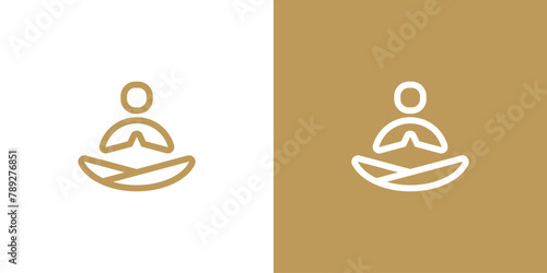 Abstract Meditation Logo. Yoga Center, Relax, Zen Spa with Linear Outline Style. Yoga Logo Icon Symbol Vector Design Inspiration.