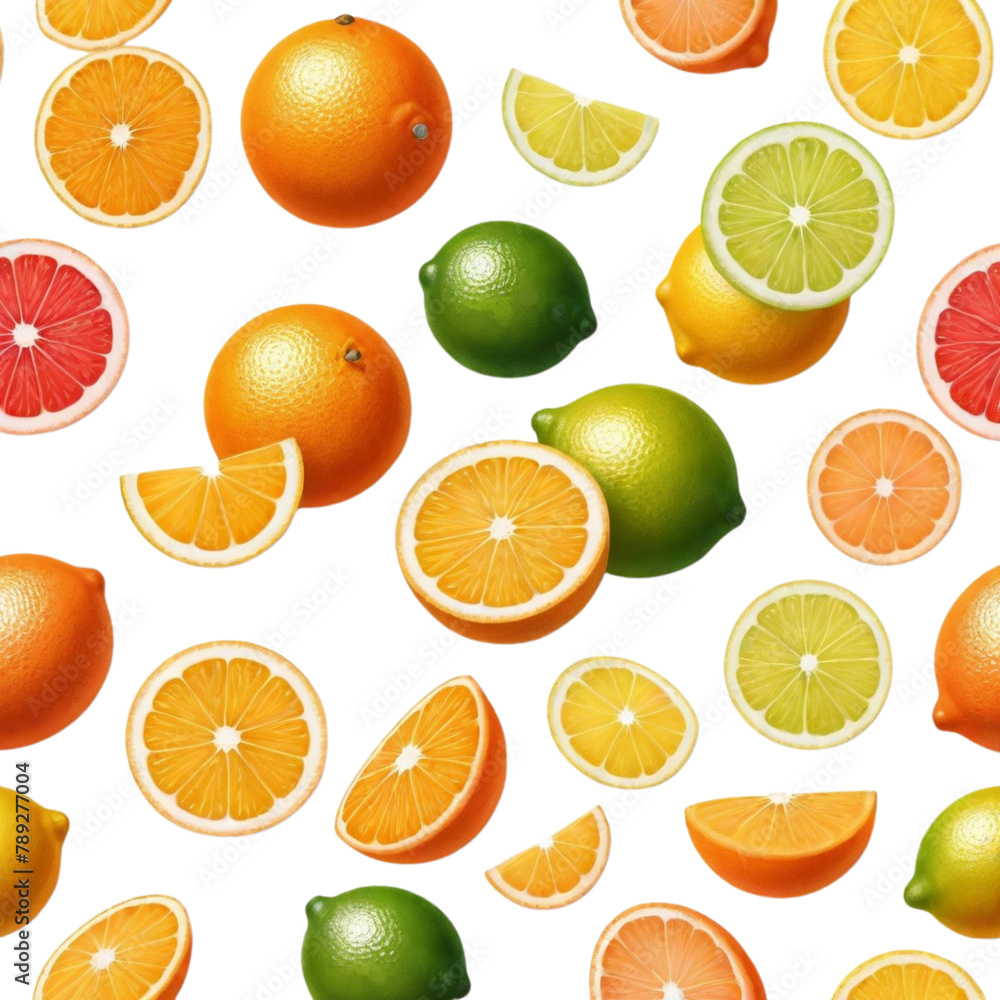 Obraz premium watercolor seamless pattern with lemons on Isolated transparent background png. generated with AI