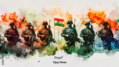 vector illustration of abstract concept for Kargil Vijay Diwas, banner or poster.26 JULY photo