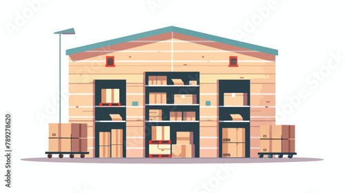 Warehouse of goods in boxes. Vector illustration