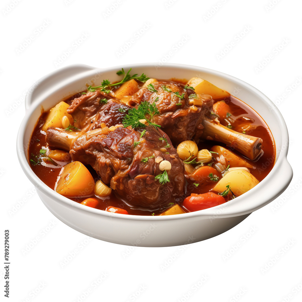 Delicious Lamb Shank Stew Isolated On Transparent Background Delicious Lamb Shank Stew Isolated On Transparent Background