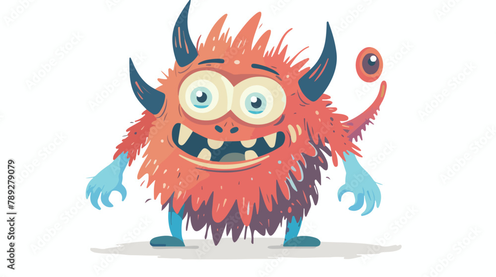 Weird cute fantastic monster. Cartoon character isolated
