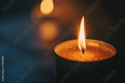 : A close-up of a candle flame, with a dark background highlighting the bright, flickering light