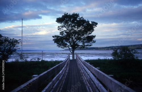 Holzbrücke an einem malerisch gelegenen See in den schottischen Highlands photo