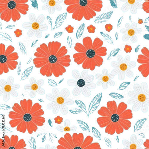 seamless floral pattern on Isolated transparent background png. generated with AI