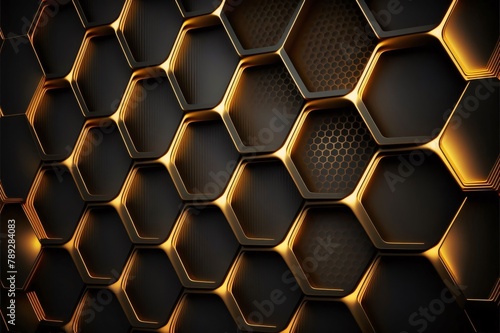 Abstract metal background with hexagons. Vector illustration. Eps 10. © Hawk