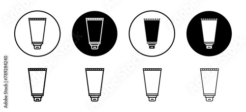 Cosmetic tube or ointment cream icon. skincare anti aging or sunscreen container product packaging symbol.