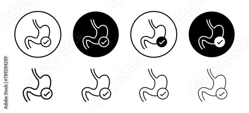 Good digestion icon or improve digestive tract system symbol. gut or stomach care vector.
