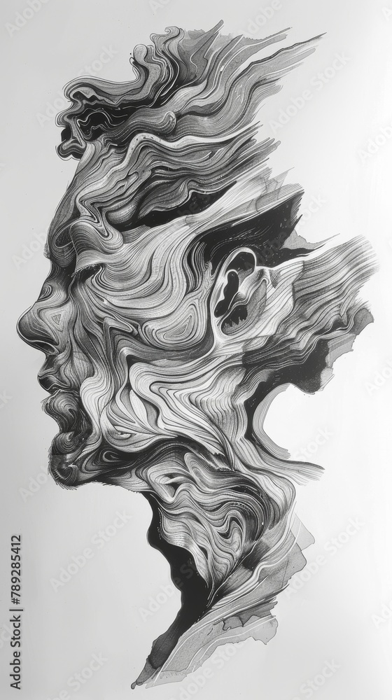 Fototapeta premium Monochrome Fluid Art Portrait