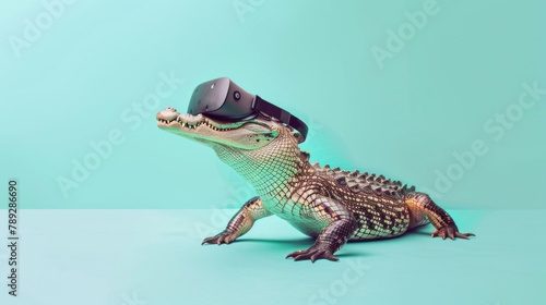 Even crocodiles use virtual technology devices photo