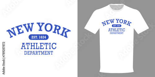 Vector illustration of New York Athletic Department t-shirt. Typographic jersey design.