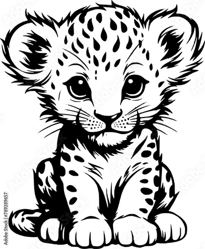 Leopard Baby | Minimalist and Simple Silhouette - Vector illustration