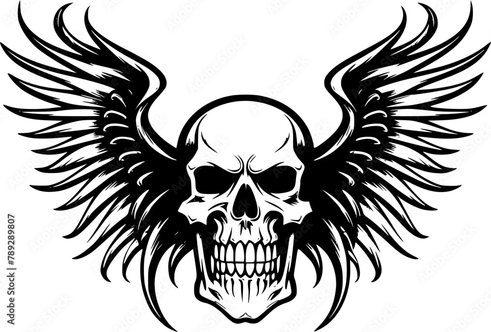 Skull With Wings - Minimalist and Flat Logo - Vector illustration Skull With Wings - Minimalist and Flat Logo - Vector illustration