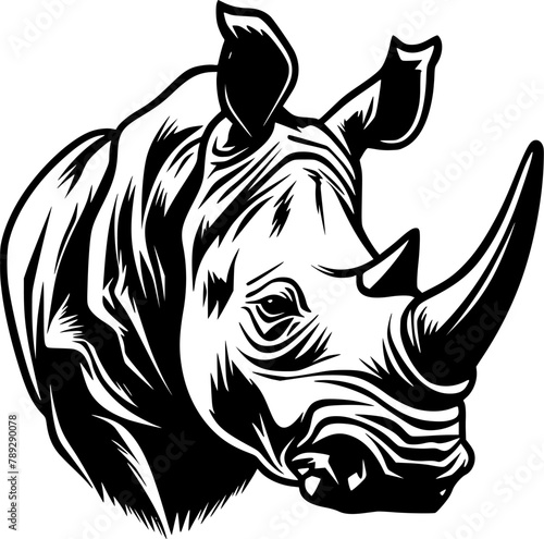 Rhinoceros - Black and White Isolated Icon - Vector illustration