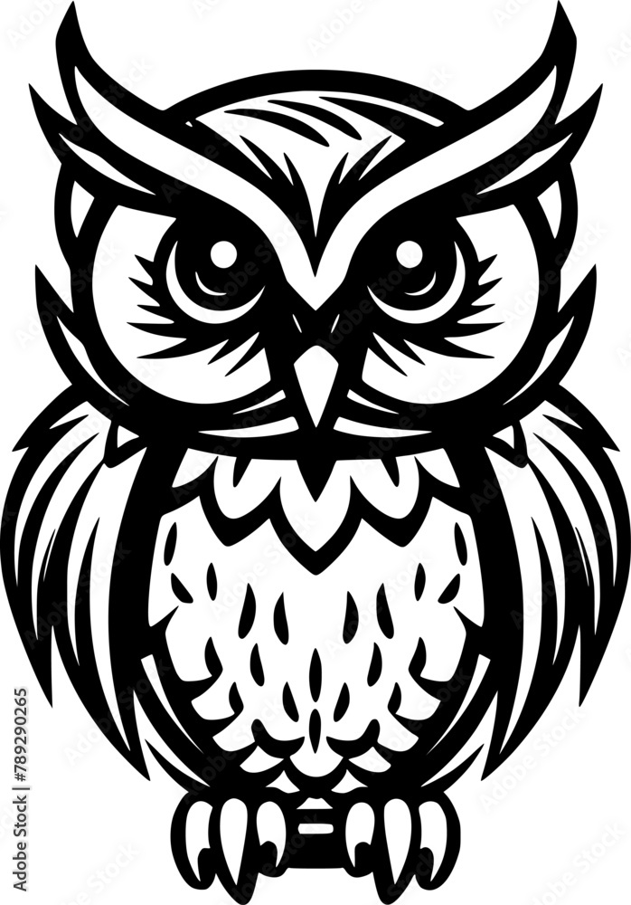 Owl Baby | Black and White Vector illustration Owl Baby | Black and White Vector illustration