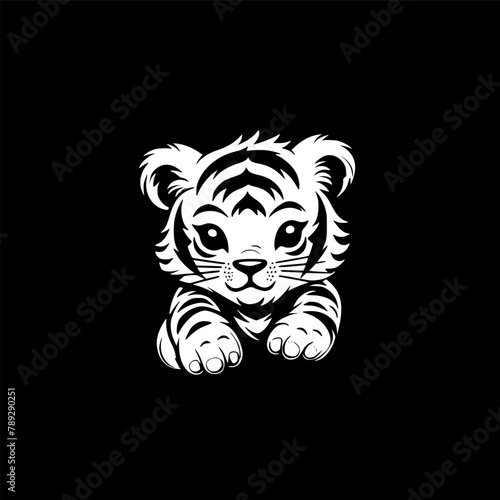 Tiger Baby - Minimalist and Flat Logo - Vector illustration