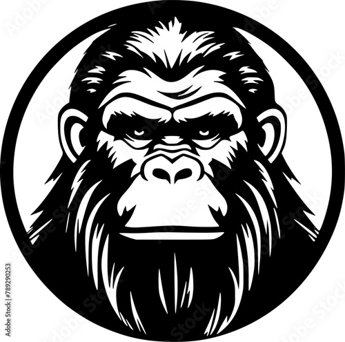 Chimpanzee - Black and White Isolated Icon - Vector illustration