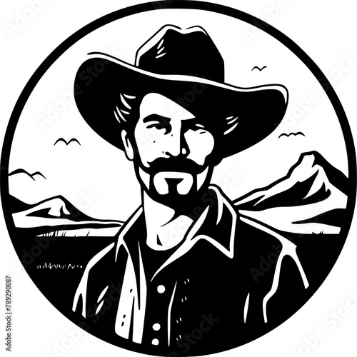 Western - Black and White Isolated Icon - Vector illustration