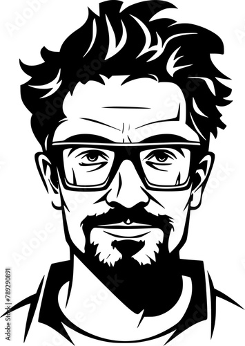 Teacher | Black and White Vector illustration