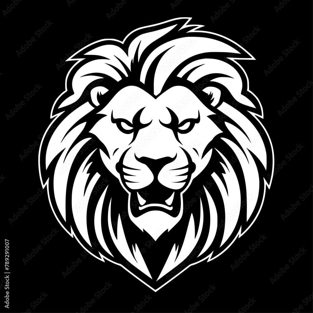 Fototapeta premium Lion - Black and White Isolated Icon - Vector illustration