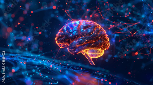 Éclats de Pensée : Rendu 3D d'un Cerveau Coloré avec Connexions Lumineuses