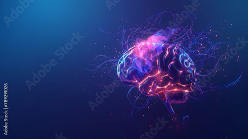 Exploration Cérébrale : Art Numérique Haute Résolution d'un Cerveau Illuminé photo