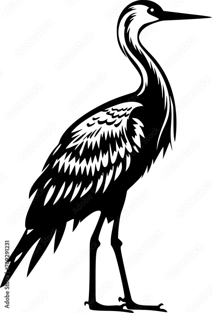 Naklejka premium Crane - Black and White Isolated Icon - Vector illustration