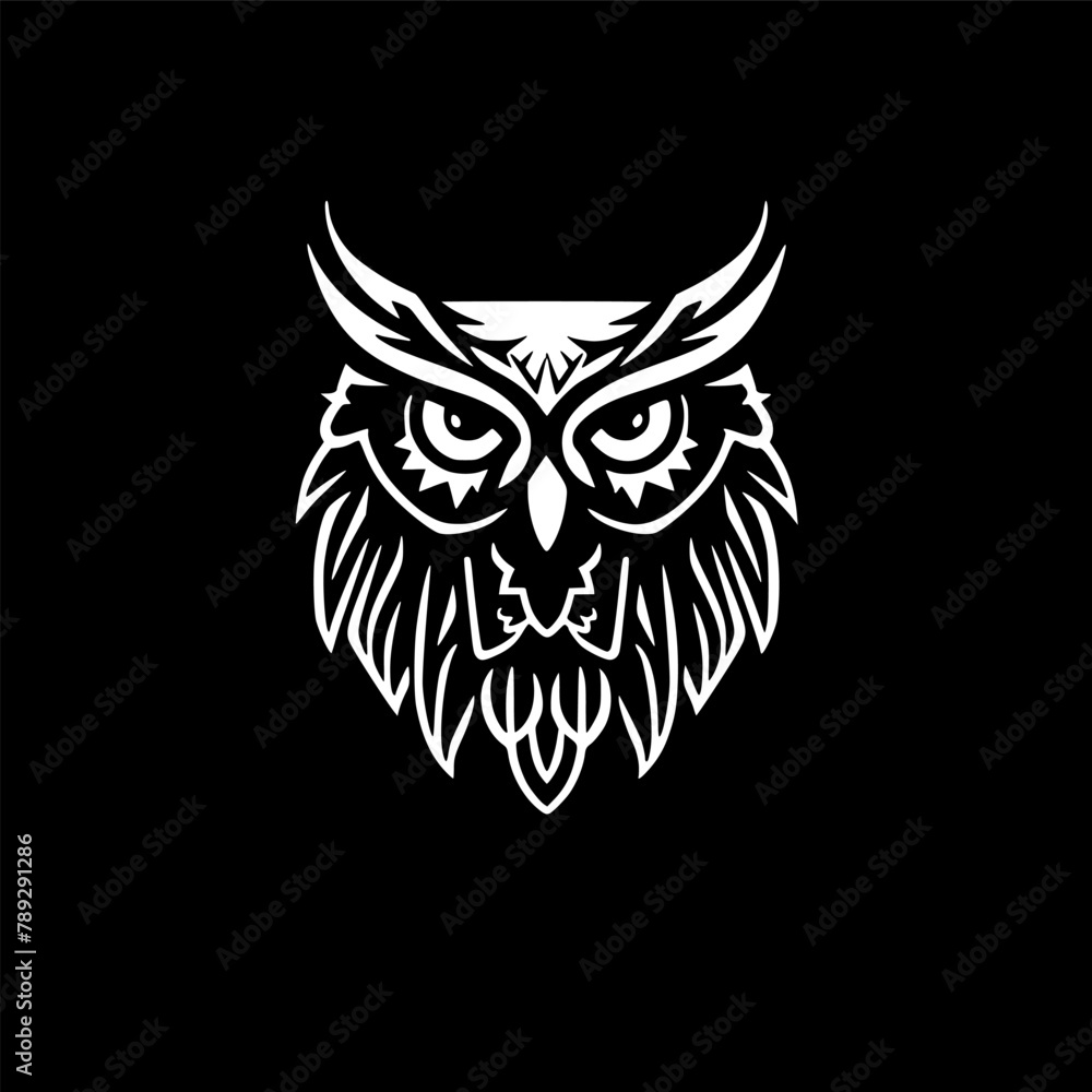 Owl - Black and White Isolated Icon - Vector illustration