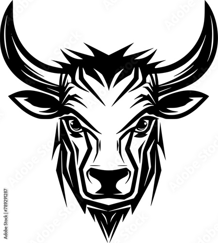Bull | Black and White Vector illustration