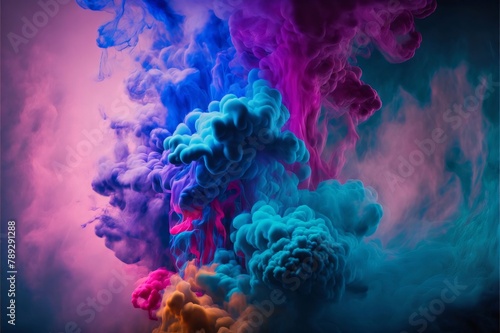 Colorful clouds of smoke on a dark background. Abstract background.