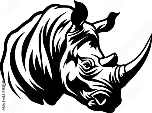 Rhinoceros - Black and White Isolated Icon - Vector illustration